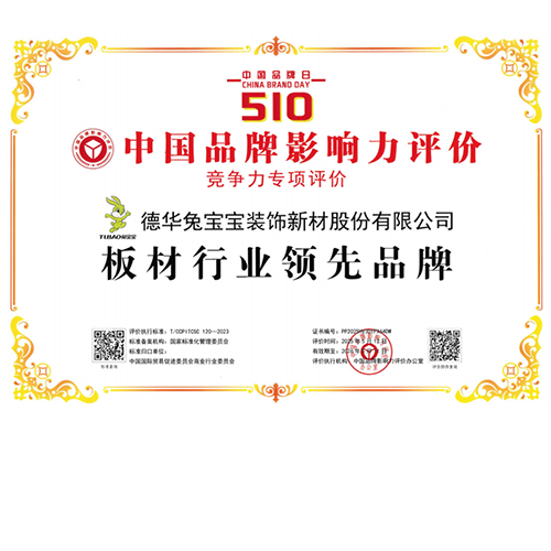 实力铸就荣誉丨兔宝宝荣获“板材行业领先品牌”